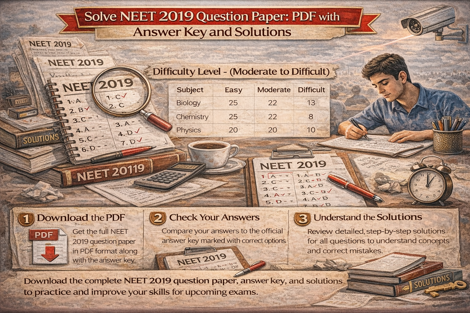 Solve NEET 2019 Question Paper: Download PDF with Answer Key and Detailed Solutions